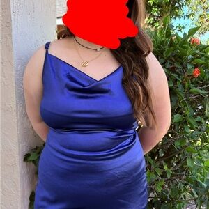 Amazon Women's Blue Satin Dress